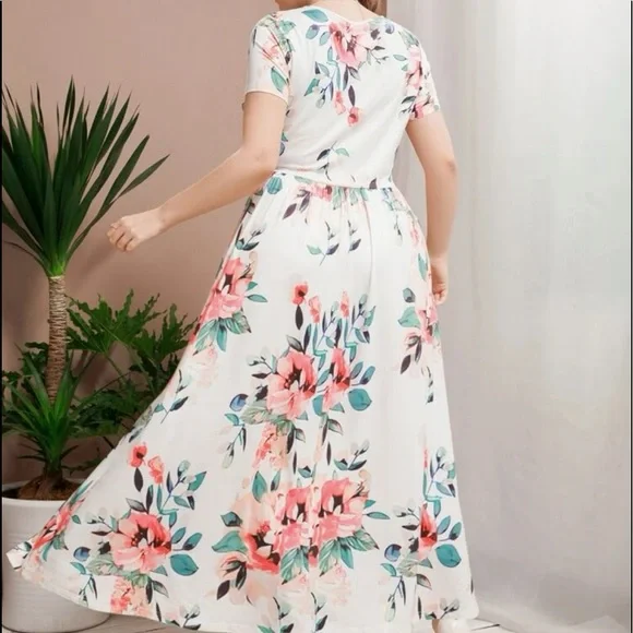 Boho Gypsy Plus Size Floral Print Maxi Dress NO BELT - Picture 2 of 8